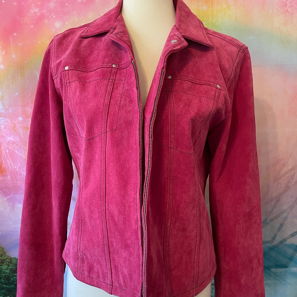 Hot pink leather jacket